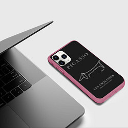 Чехол iPhone 11 Pro матовый Собака на черном - Пабло Пикассо, цвет: 3D-малиновый — фото 2