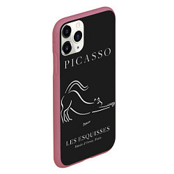 Чехол iPhone 11 Pro матовый Кот на черном - Пабло Пикассо, цвет: 3D-малиновый — фото 2