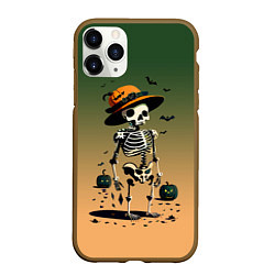 Чехол iPhone 11 Pro матовый Funny skeleton - halloween - neural network