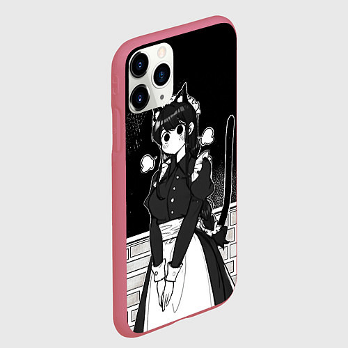 Чехол iPhone 11 Pro матовый Коми сан у школьной доски / 3D-Малиновый – фото 2