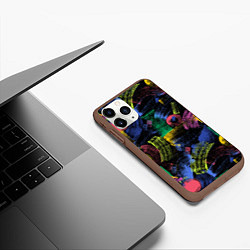 Чехол iPhone 11 Pro матовый Яркие абстрактые формы с текстурой, цвет: 3D-коричневый — фото 2