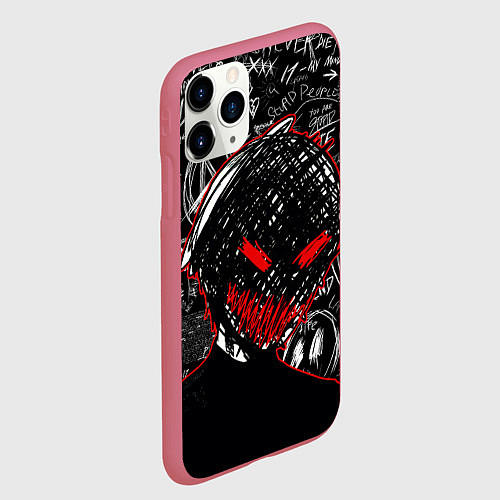 Чехол iPhone 11 Pro матовый Токийский гуль - Dead inside mood / 3D-Малиновый – фото 2