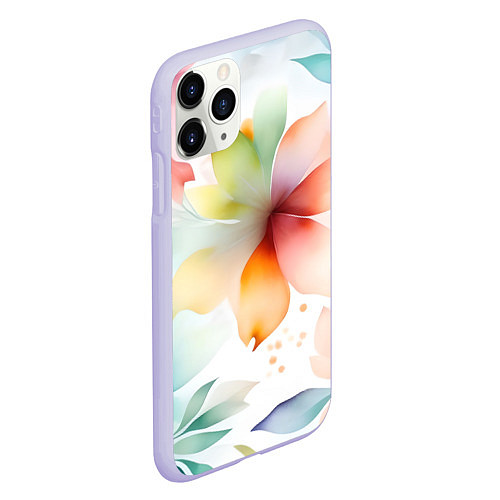 Чехол iPhone 11 Pro матовый Акварельный цветочный принт / 3D-Светло-сиреневый – фото 2