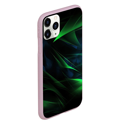 Чехол iPhone 11 Pro матовый Dark green background / 3D-Розовый – фото 2