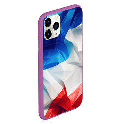 Чехол iPhone 11 Pro матовый Абстракция в цветах флага РФ, цвет: 3D-фиолетовый — фото 2