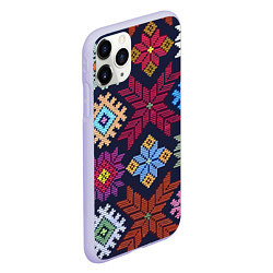 Чехол iPhone 11 Pro матовый Орнамент удмуртский, цвет: 3D-светло-сиреневый — фото 2