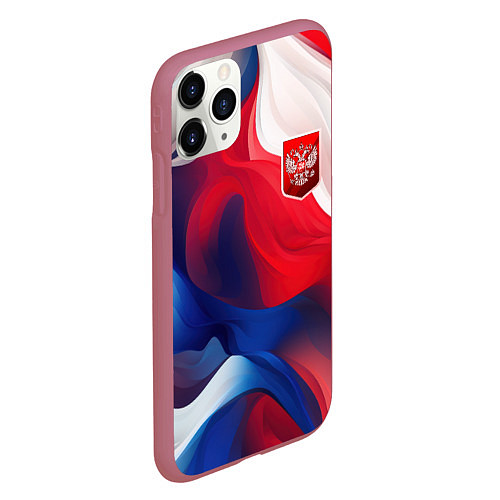 Чехол iPhone 11 Pro матовый Красный герб России / 3D-Малиновый – фото 2