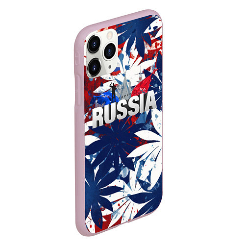 Чехол iPhone 11 Pro матовый Russia лепестки / 3D-Розовый – фото 2