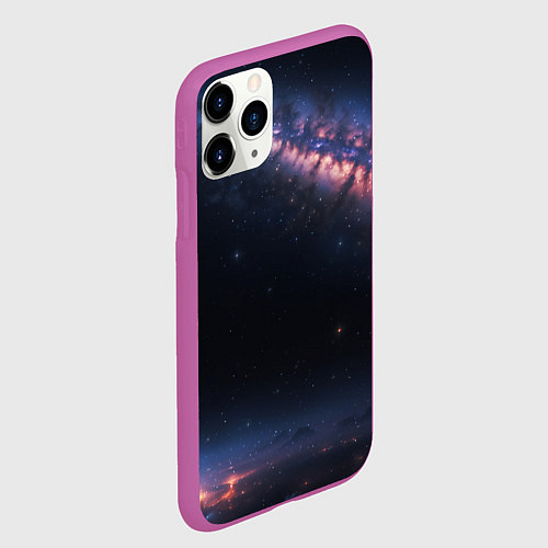 Чехол iPhone 11 Pro матовый Млечный путь в звездном небе / 3D-Фиолетовый – фото 2