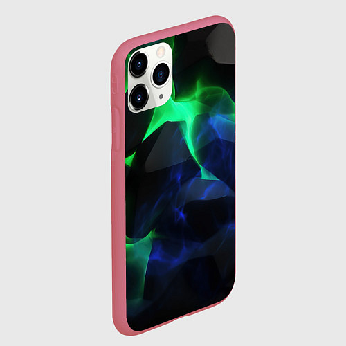 Чехол iPhone 11 Pro матовый Неоновая лава из плит / 3D-Малиновый – фото 2