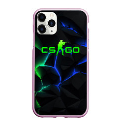 Чехол iPhone 11 Pro матовый CS GO green blue neon, цвет: 3D-розовый