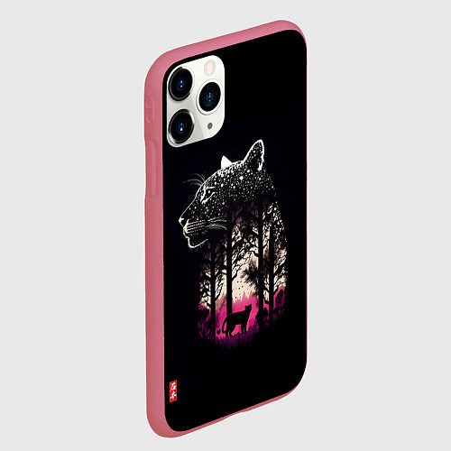 Чехол iPhone 11 Pro матовый Природная благодать - Пума / 3D-Малиновый – фото 2