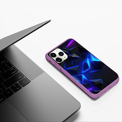 Чехол iPhone 11 Pro матовый Blue dark neon, цвет: 3D-фиолетовый — фото 2