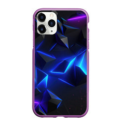 Чехол iPhone 11 Pro матовый Blue dark neon, цвет: 3D-фиолетовый