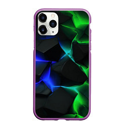 Чехол iPhone 11 Pro матовый Синие и зеленые плиты, цвет: 3D-фиолетовый