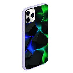 Чехол iPhone 11 Pro матовый Синие и зеленые плиты, цвет: 3D-светло-сиреневый — фото 2