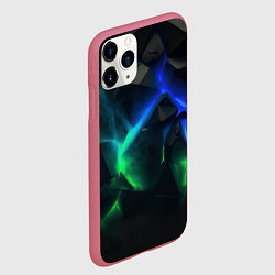 Чехол iPhone 11 Pro матовый Разлом синих и зеленых плит, цвет: 3D-малиновый — фото 2