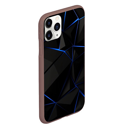 Чехол iPhone 11 Pro матовый Black blue style / 3D-Коричневый – фото 2