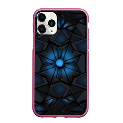 Чехол iPhone 11 Pro матовый Калейдоскопные черные и синие узоры, цвет: 3D-малиновый