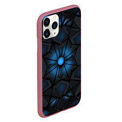 Чехол iPhone 11 Pro матовый Калейдоскопные черные и синие узоры, цвет: 3D-малиновый — фото 2