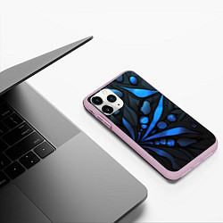 Чехол iPhone 11 Pro матовый Black blue elements, цвет: 3D-розовый — фото 2