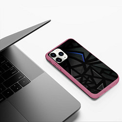 Чехол iPhone 11 Pro матовый Черные объемные плиты, цвет: 3D-малиновый — фото 2