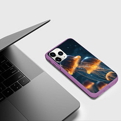 Чехол iPhone 11 Pro матовый Люминисцентные медузы, цвет: 3D-фиолетовый — фото 2