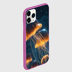 Чехол iPhone 11 Pro матовый Люминисцентные медузы, цвет: 3D-фиолетовый — фото 2