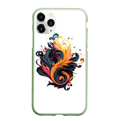 Чехол iPhone 11 Pro матовый Пламя феникса, цвет: 3D-салатовый