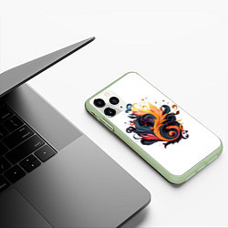 Чехол iPhone 11 Pro матовый Пламя феникса, цвет: 3D-салатовый — фото 2