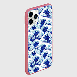 Чехол iPhone 11 Pro матовый Кацусика Хокусай паттерн, цвет: 3D-малиновый — фото 2
