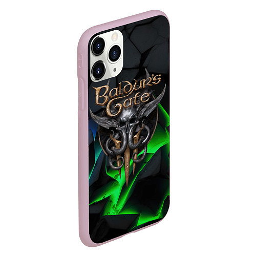 Чехол iPhone 11 Pro матовый Baldurs Gate 3 black blue neon / 3D-Розовый – фото 2