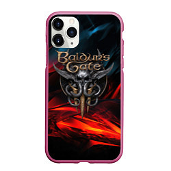 Чехол iPhone 11 Pro матовый Baldurs Gate 3 logo, цвет: 3D-малиновый