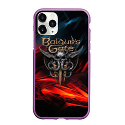 Чехол iPhone 11 Pro матовый Baldurs Gate 3 logo, цвет: 3D-фиолетовый