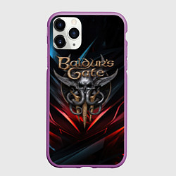 Чехол iPhone 11 Pro матовый Baldurs Gate 3 dark logo, цвет: 3D-фиолетовый
