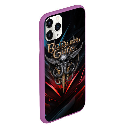 Чехол iPhone 11 Pro матовый Baldurs Gate 3 dark logo / 3D-Фиолетовый – фото 2