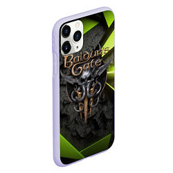 Чехол iPhone 11 Pro матовый Baldurs Gate 3 logo green abstract, цвет: 3D-светло-сиреневый — фото 2