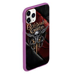 Чехол iPhone 11 Pro матовый Baldurs Gate 3 logo dark, цвет: 3D-фиолетовый — фото 2