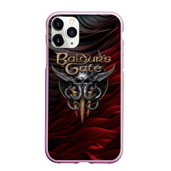 Чехол iPhone 11 Pro матовый Baldurs Gate 3 logo dark red black, цвет: 3D-розовый
