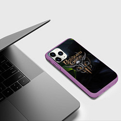 Чехол iPhone 11 Pro матовый Baldurs Gate 3 logo dark green, цвет: 3D-фиолетовый — фото 2