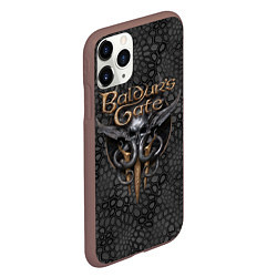 Чехол iPhone 11 Pro матовый Baldurs Gate 3 logo dark black, цвет: 3D-коричневый — фото 2