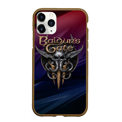 Чехол iPhone 11 Pro матовый Baldurs Gate 3 logo geometry