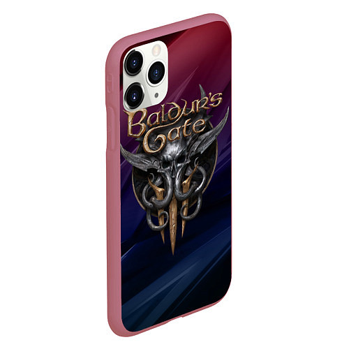 Чехол iPhone 11 Pro матовый Baldurs Gate 3 logo geometry / 3D-Малиновый – фото 2