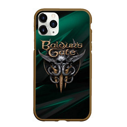 Чехол iPhone 11 Pro матовый Baldurs Gate 3 logo green geometry