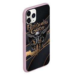 Чехол iPhone 11 Pro матовый Baldurs Gate 3 logo dark logo, цвет: 3D-розовый — фото 2