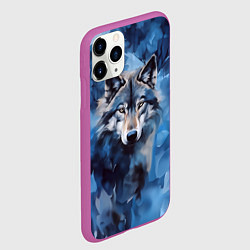 Чехол iPhone 11 Pro матовый Голова волка на ледяном фоне, цвет: 3D-фиолетовый — фото 2