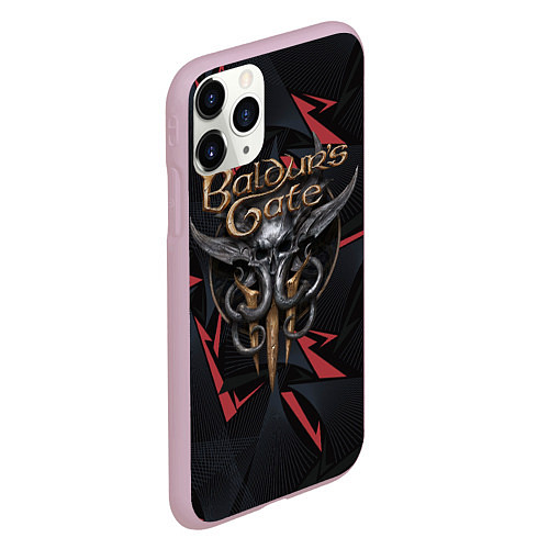 Чехол iPhone 11 Pro матовый Baldurs Gate 3 logo dark red / 3D-Розовый – фото 2