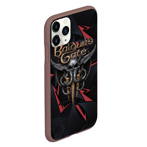 Чехол iPhone 11 Pro матовый Baldurs Gate 3 logo dark red / 3D-Коричневый – фото 2