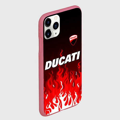 Чехол iPhone 11 Pro матовый Ducati- красное пламя / 3D-Малиновый – фото 2