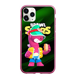 Чехол iPhone 11 Pro матовый Doug Brawl stars dark green, цвет: 3D-малиновый